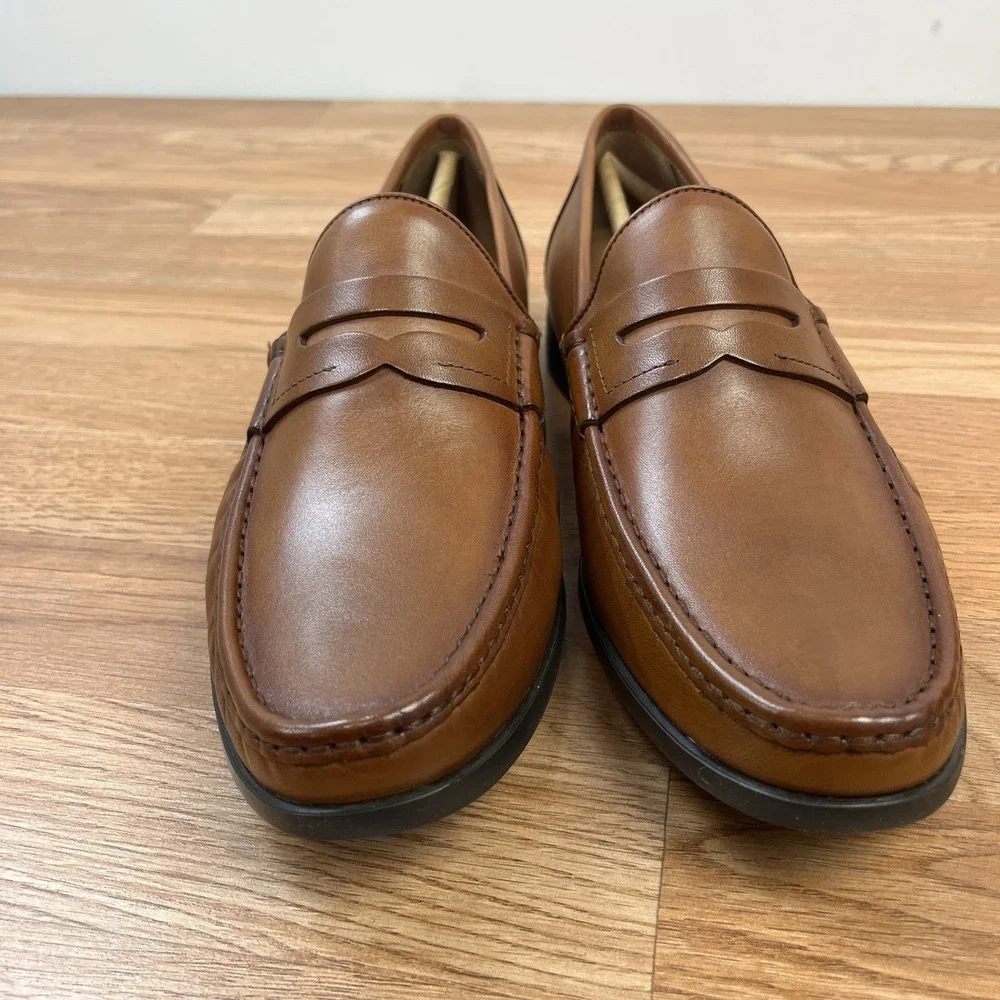 Peter Huber‎ Austin Penny Loafer in Cognac Men's Size 9.5 Leather NEW